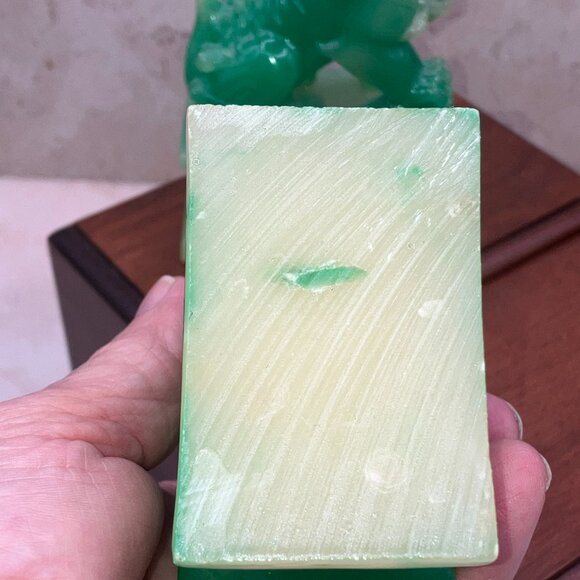 Jade Colored Resin Chinese Foo dog Figurine Pair Asian Decor - Picture 7 of 10